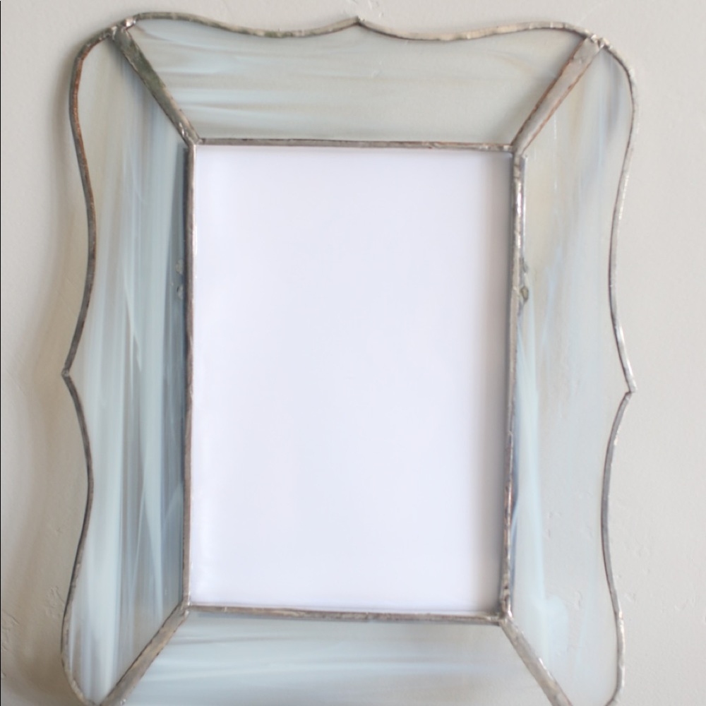 Silver, blue scalloped 5x7 picture frame